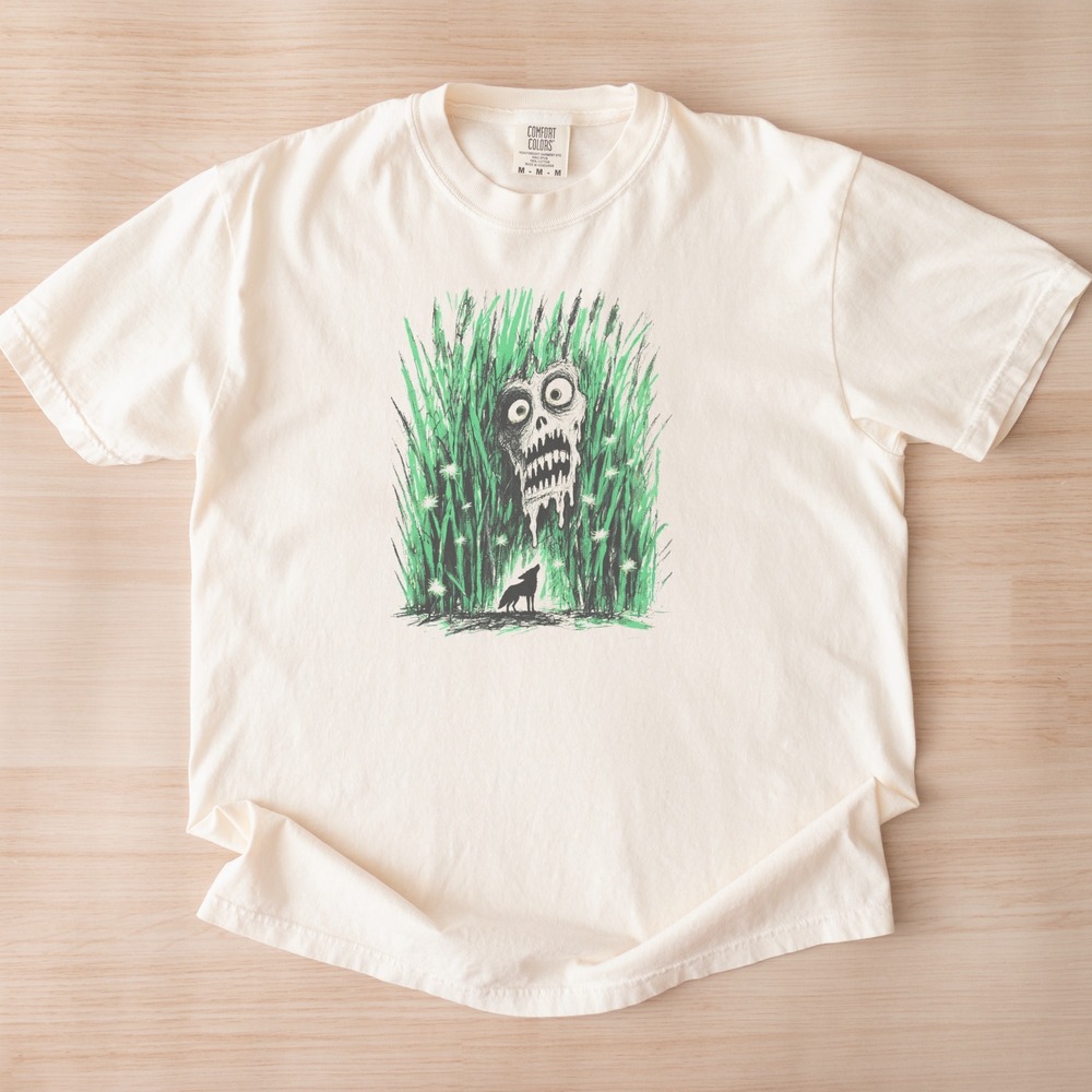 Marsh Skull Beast Looming Over a Howling Dog Horror Shirt